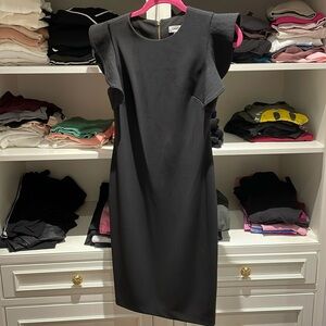Calvin Klein black dress with embellished  shoulders zipper in back